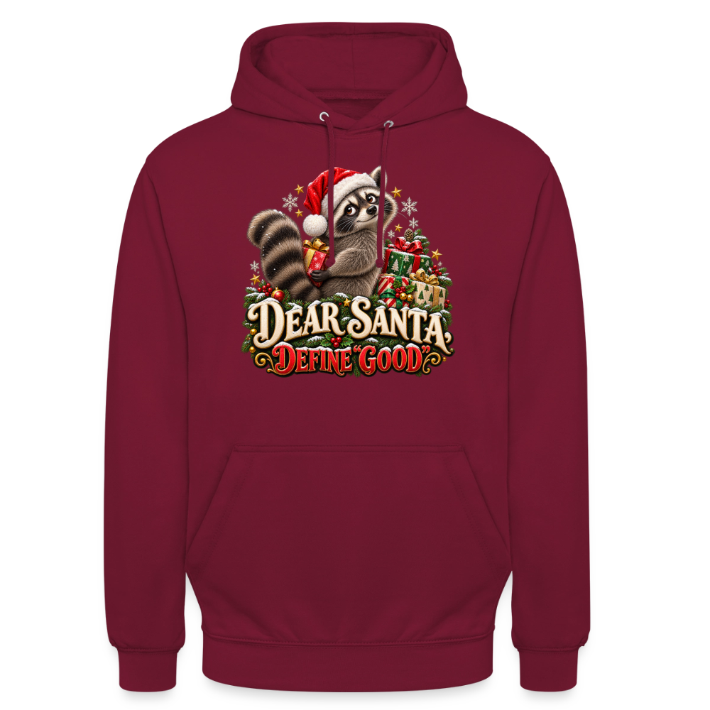 CityShirts - Hoodie - Dear Santa, define good – julevaskebjørn - CS028 - bordeaux