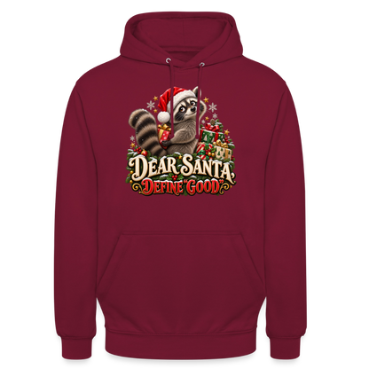 CityShirts - Hoodie - Dear Santa, define good – julevaskebjørn - CS028 - bordeaux