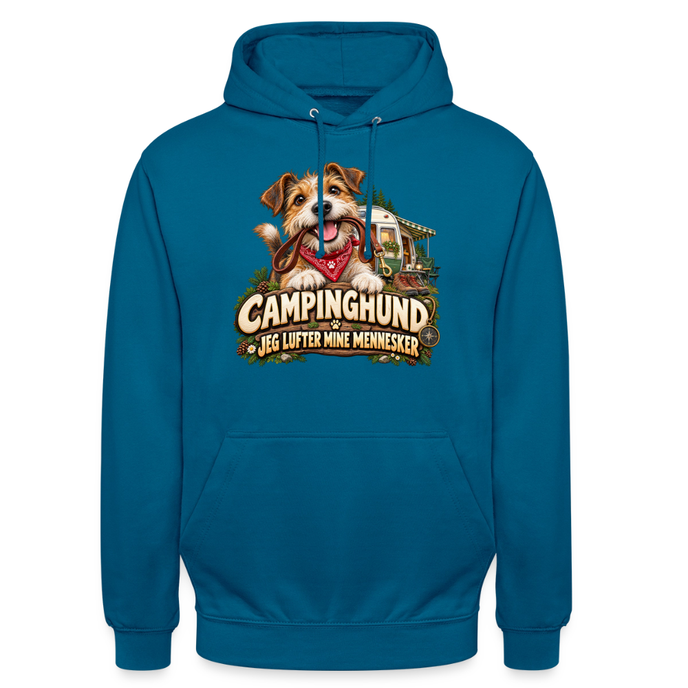 CityShirts - Hoodie - Campinghund – Jeg lufter mine mennesker - CS041 - dybt havblå 