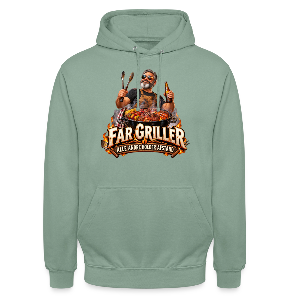 CityShirts - Hoodie - Far griller – Alle andre holder afstand - CS055 - grågrøn