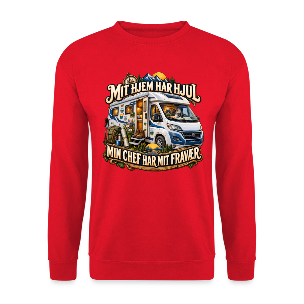 CityShirts - Sweatshirt - Mit hjem har hjul – Min chef har mit fravær - CS040 - rød