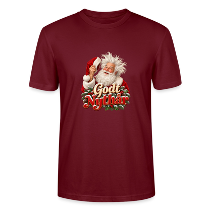 CityShirts - T-shirt - Godt Nythår – julemand med morgenhår - CS061 - burgunder-rød