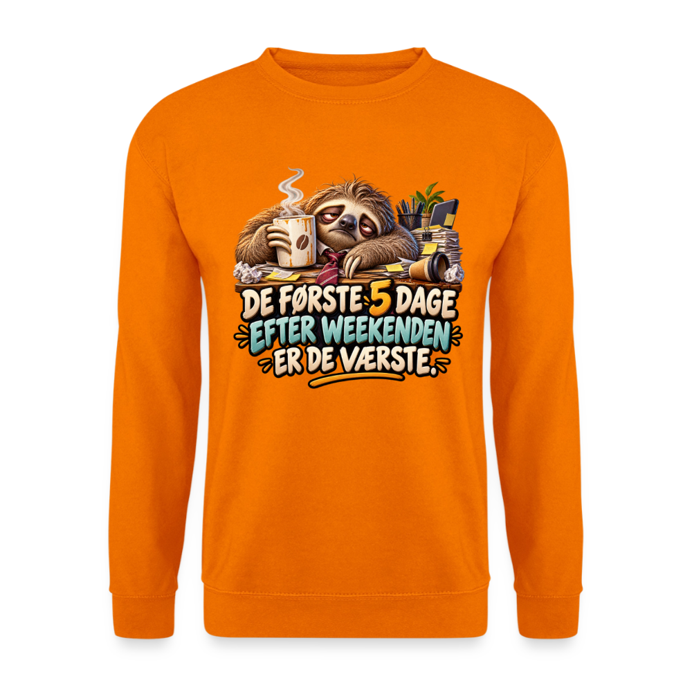 CityShirts - Sweatshirt - De første 5 dage efter weekenden er de værste - CS023 - orange