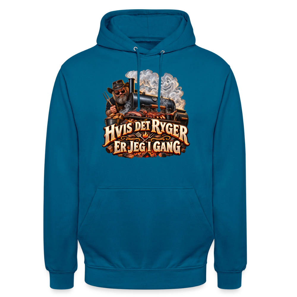 CityShirts - Hoodie - Hvis det ryger, er jeg i gang - CS051 - dybt havblå 