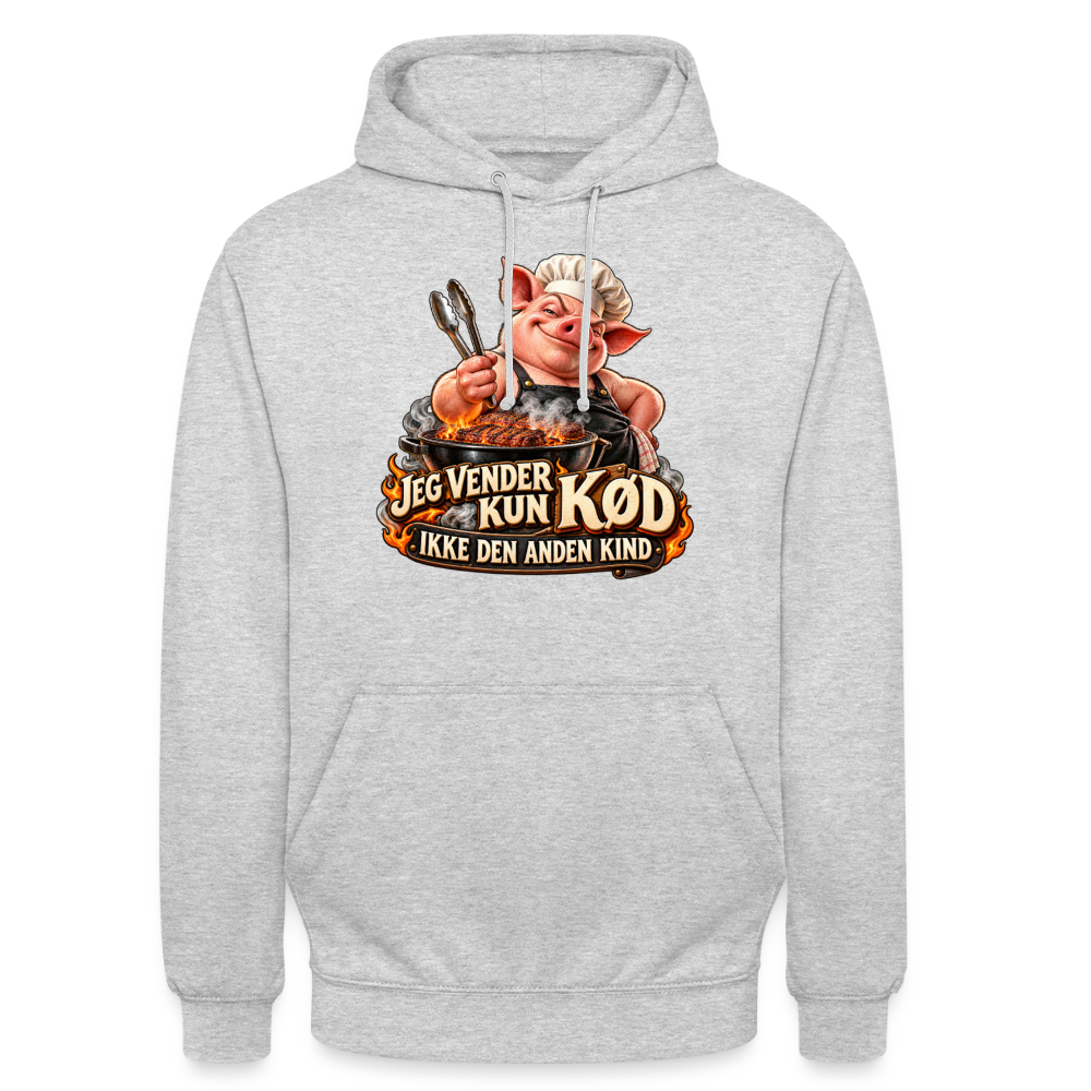 CityShirts - Hoodie - Jeg vender kun kød – Ikke den anden kind - CS044 - lysegrå meleret