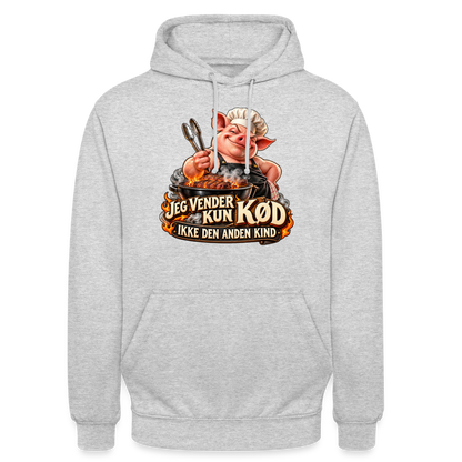 CityShirts - Hoodie - Jeg vender kun kød – Ikke den anden kind - CS044 - lysegrå meleret