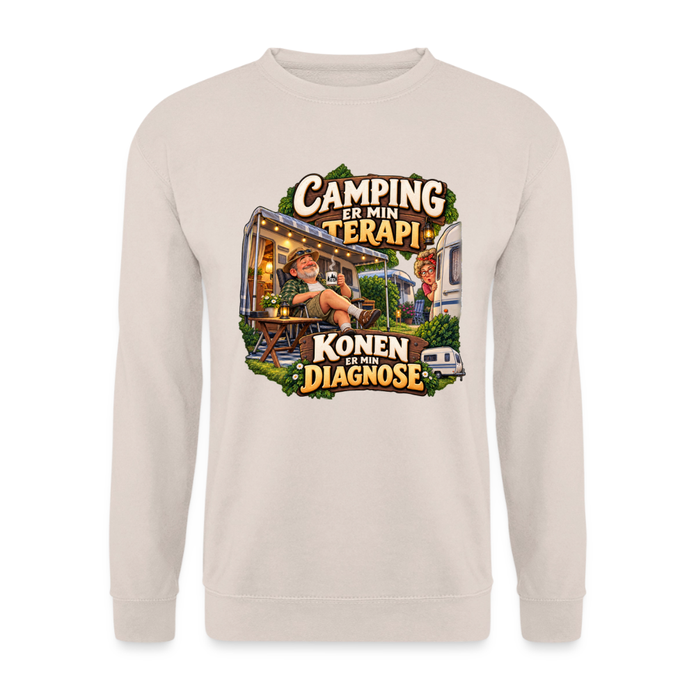 CityShirts - Sweatshirt - Camping er min terapi – Konen er min diagnose - CS032 - sand