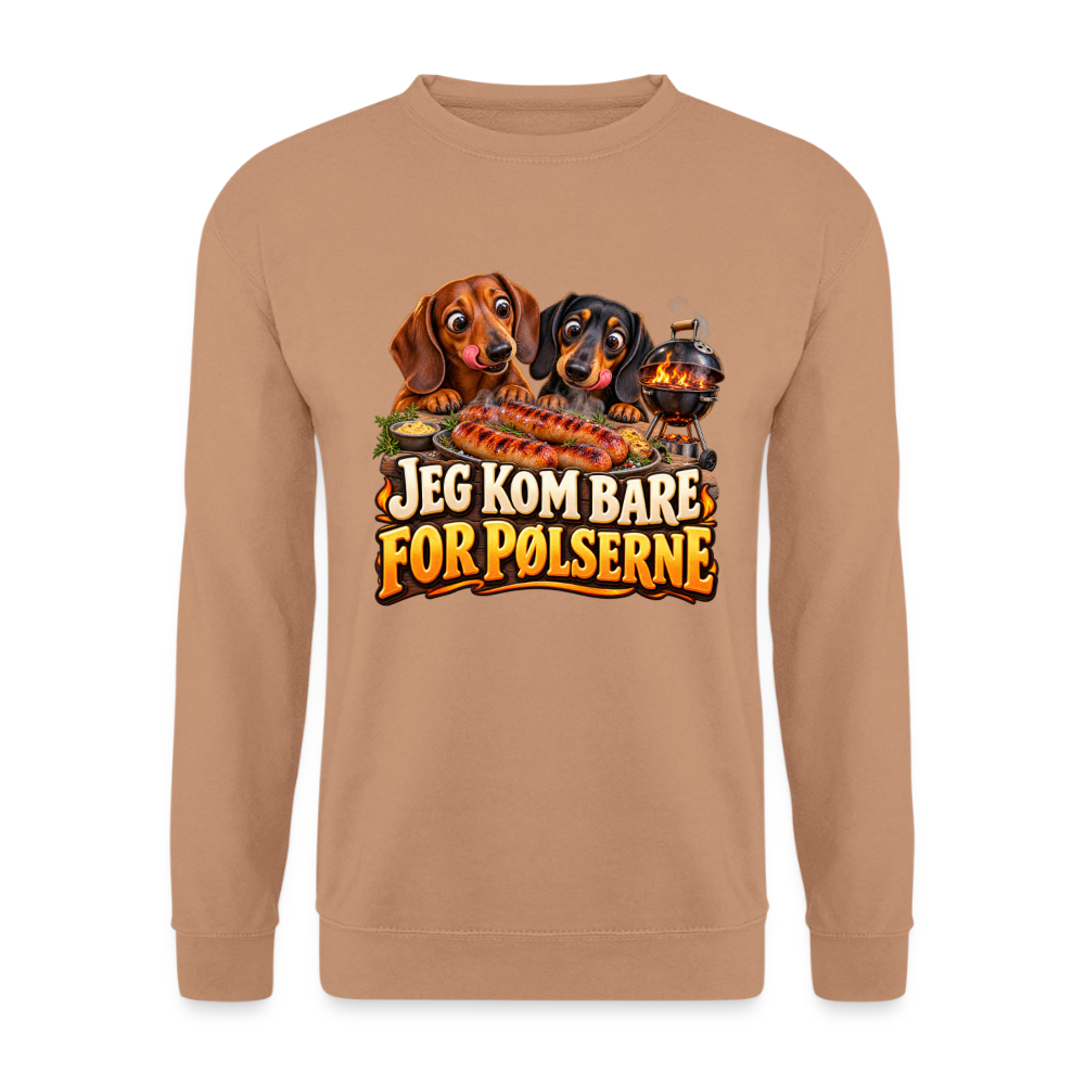 CityShirts - Sweatshirt - Jeg kom bare for pølserne - CS048 - mokka