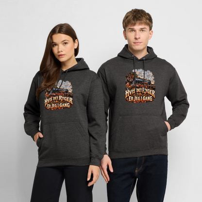CityShirts - Hoodie - Hvis det ryger, er jeg i gang - CS051 - charcoal