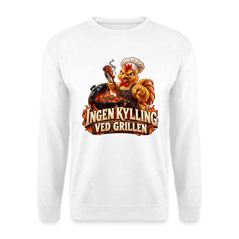 CityShirts - Sweatshirt - Ingen kylling ved grillen - CS054 - hvid