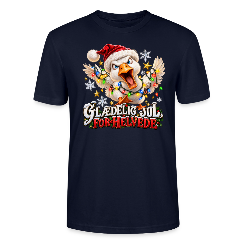 CityShirts - T-shirt - Glædelig jul, for helvede – julegås - CS025 - marineblå