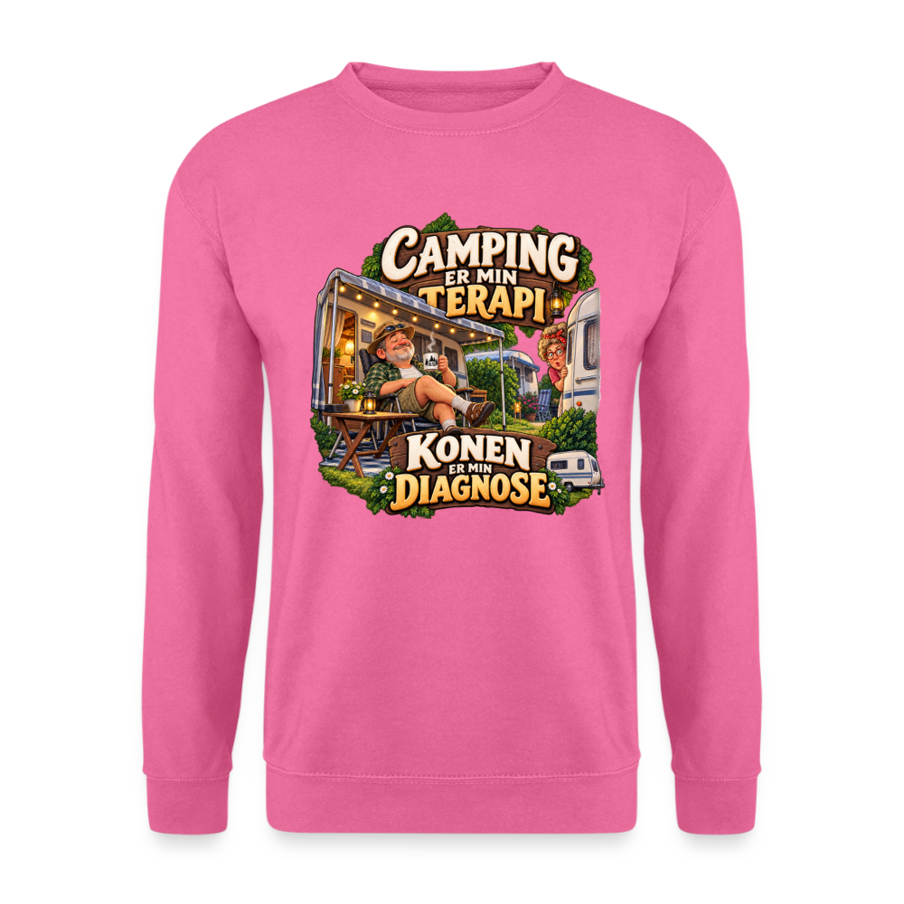 CityShirts - Sweatshirt - Camping er min terapi – Konen er min diagnose - CS032 - pink