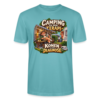 CityShirts - T-shirt - Camping er min terapi – Konen er min diagnose - CS032 - pastelturkis