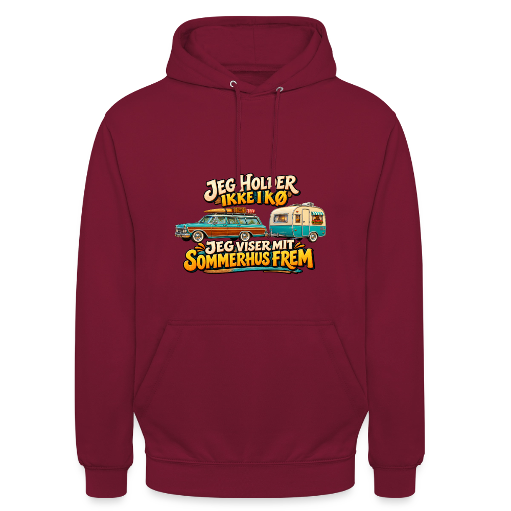 CityShirts - Hoodie - Jeg holder ikke i kø – Jeg viser mit sommerhus frem - CS034 - bordeaux