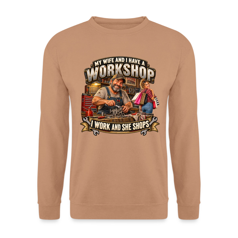 CityShirts - Sweatshirt - Workshop – I work and she shops - CS021 - mokka