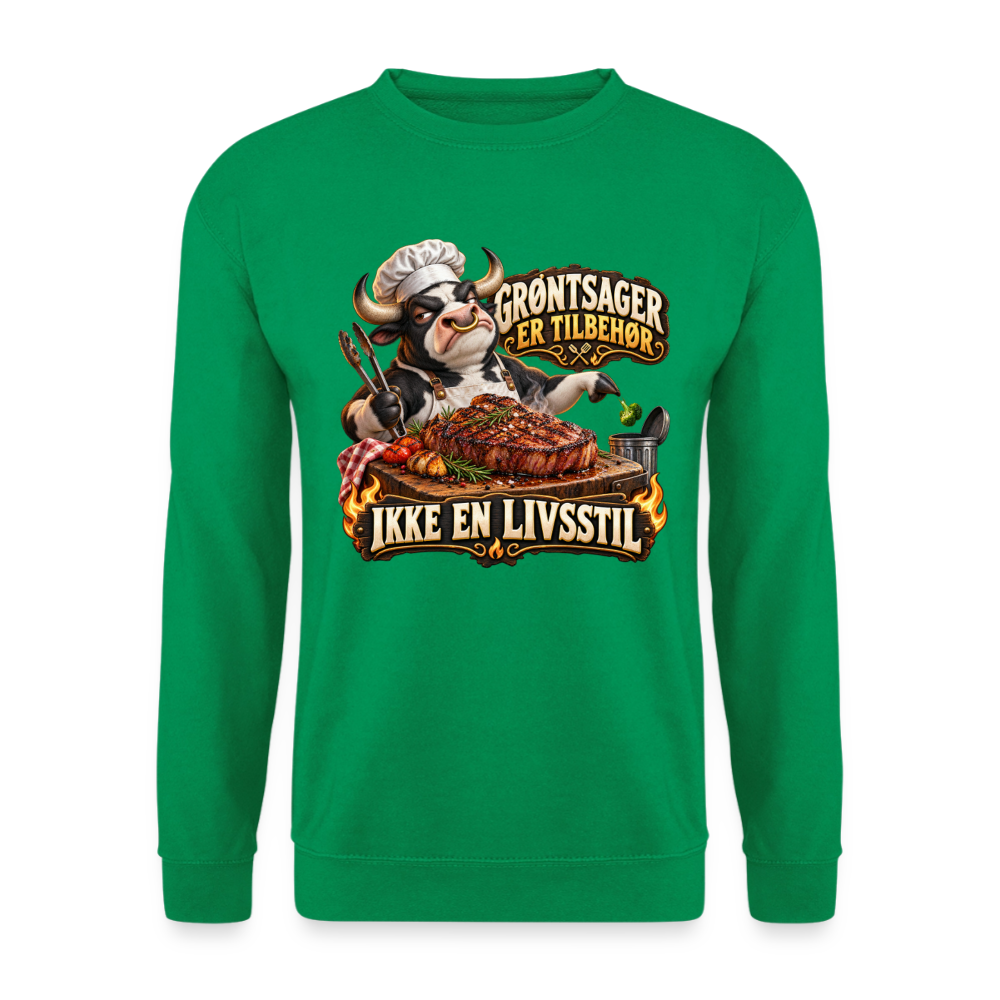 CityShirts - Sweatshirt - Grøntsager er tilbehør – Ikke en livsstil - CS053 - kelly grøn