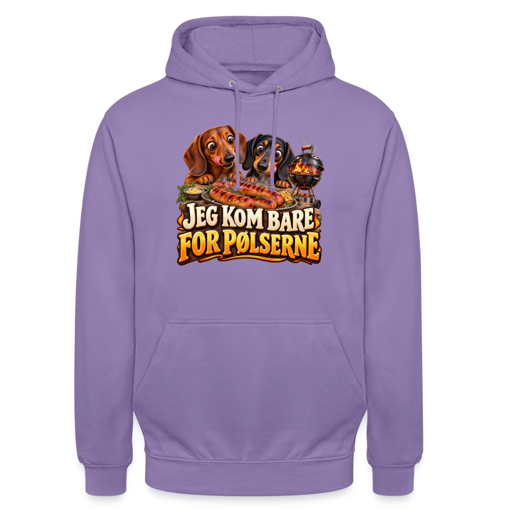 CityShirts - Hoodie - Jeg kom bare for pølserne - CS048 - lavendel