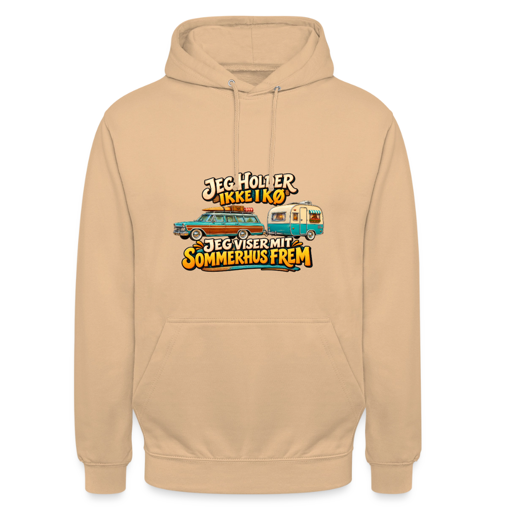 CityShirts - Hoodie - Jeg holder ikke i kø – Jeg viser mit sommerhus frem - CS034 - fersken