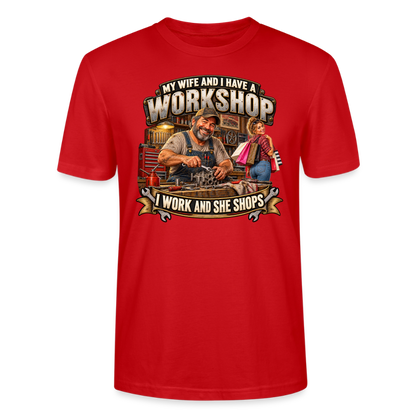 CityShirts - T-shirt - Workshop – I work and she shops - CS021 - rød