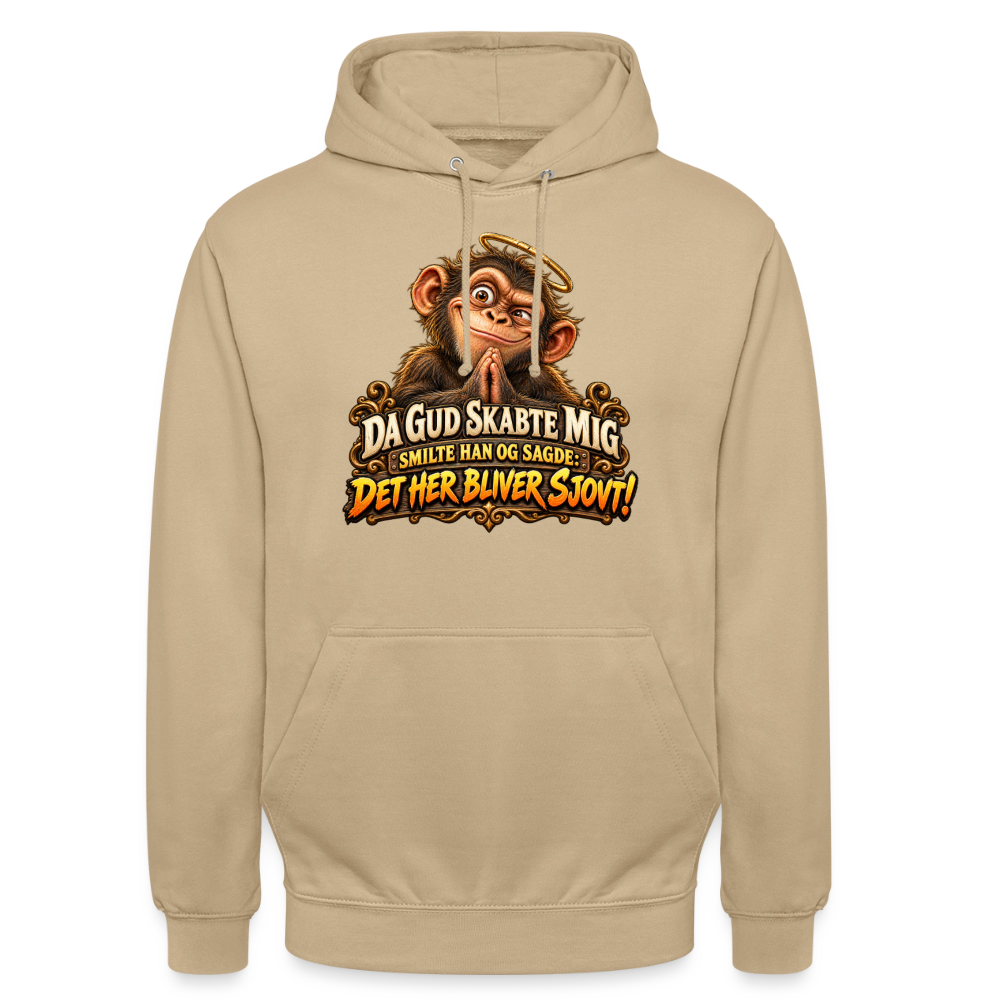 CityShirts - Hoodie - Da Gud skabte mig – Det her bliver sjovt! - CS004 - beige