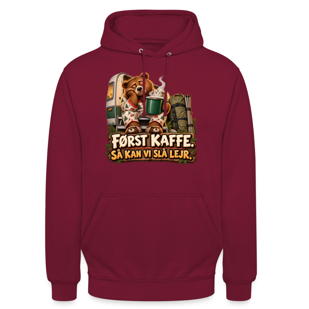 CityShirts - Hoodie - Først kaffe – Så kan vi slå lejr - CS043 - bordeaux