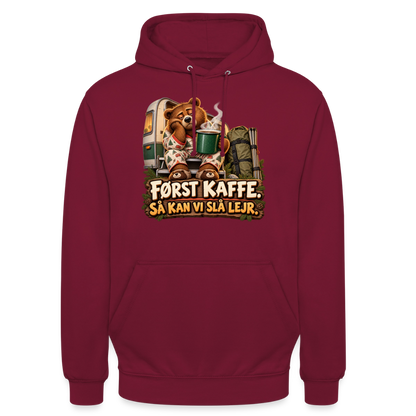 CityShirts - Hoodie - Først kaffe – Så kan vi slå lejr - CS043 - bordeaux