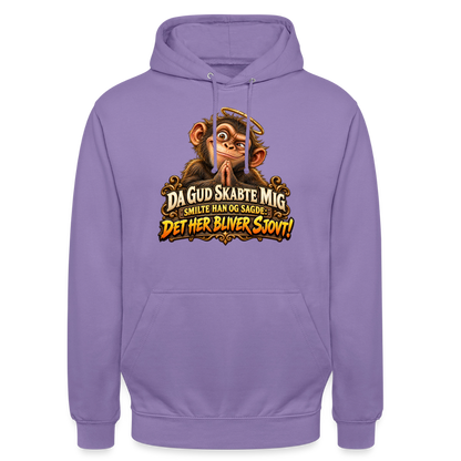 CityShirts - Hoodie - Da Gud skabte mig – Det her bliver sjovt! - CS004 - lavendel