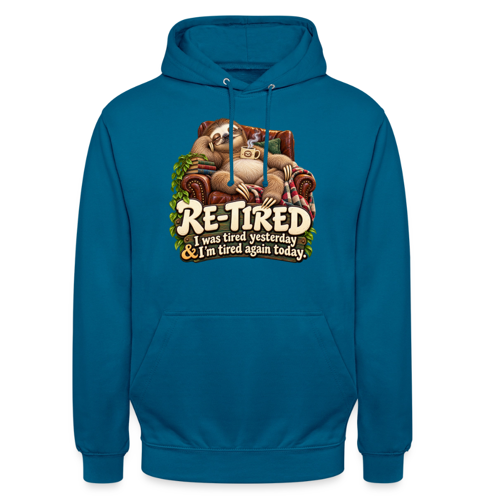 CityShirts - Hoodie - Re-tired – Tired again today - CS009 - dybt havblå 