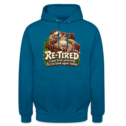 CityShirts - Hoodie - Re-tired – Tired again today - CS009 - dybt havblå 