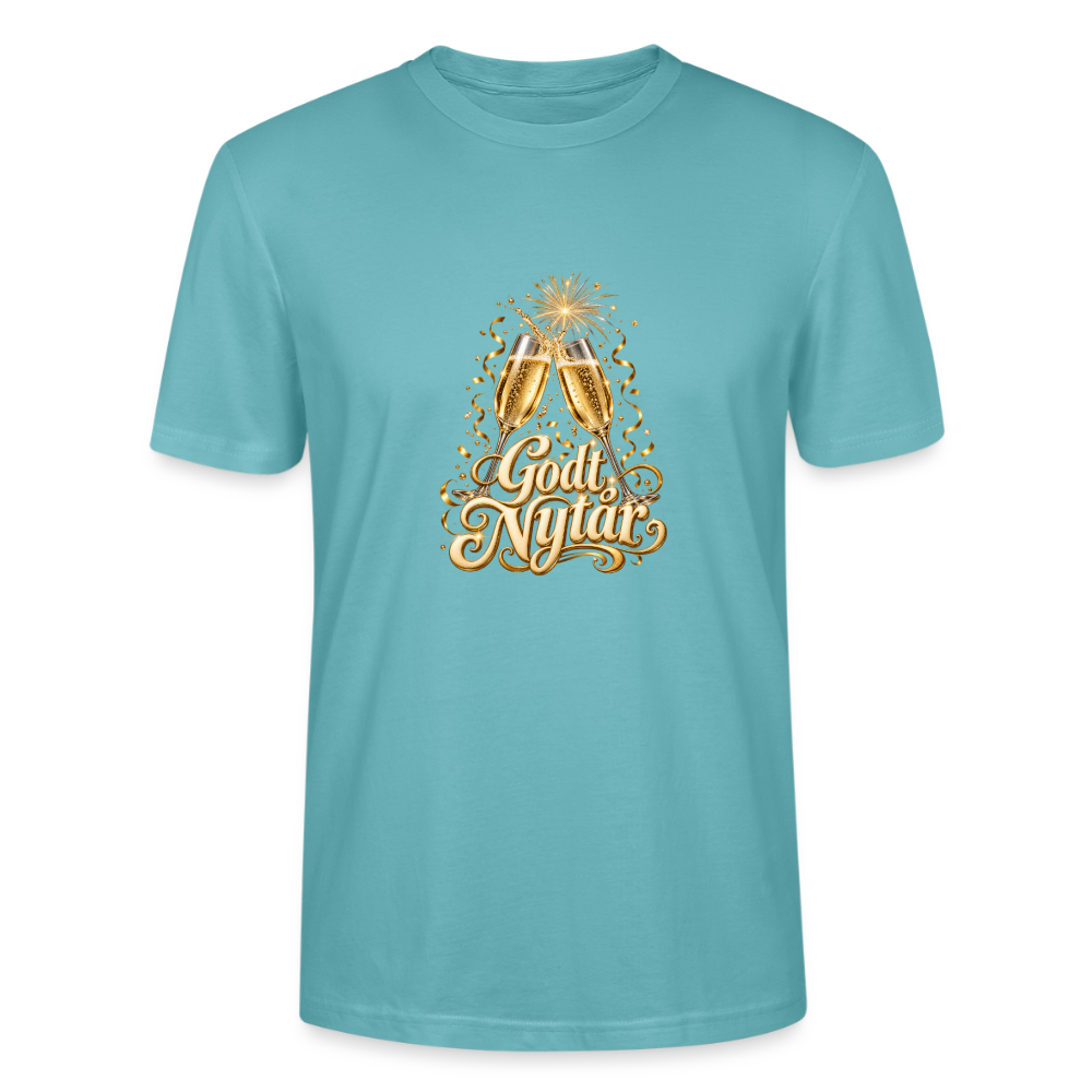 CityShirts - T-shirt - Godt Nytår – champagne og fyrværkeri - CS066 - pastelturkis