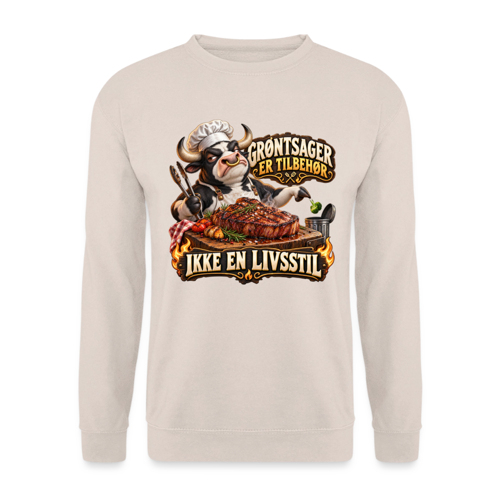 CityShirts - Sweatshirt - Grøntsager er tilbehør – Ikke en livsstil - CS053 - sand