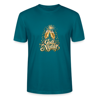 CityShirts - T-shirt - Godt Nytår – champagne og fyrværkeri - CS066 - havblå