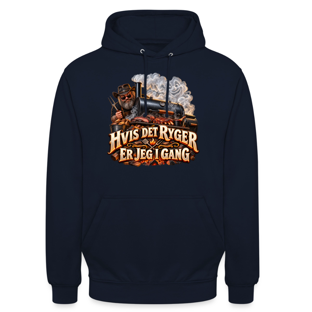 CityShirts - Hoodie - Hvis det ryger, er jeg i gang - CS051 - marineblå