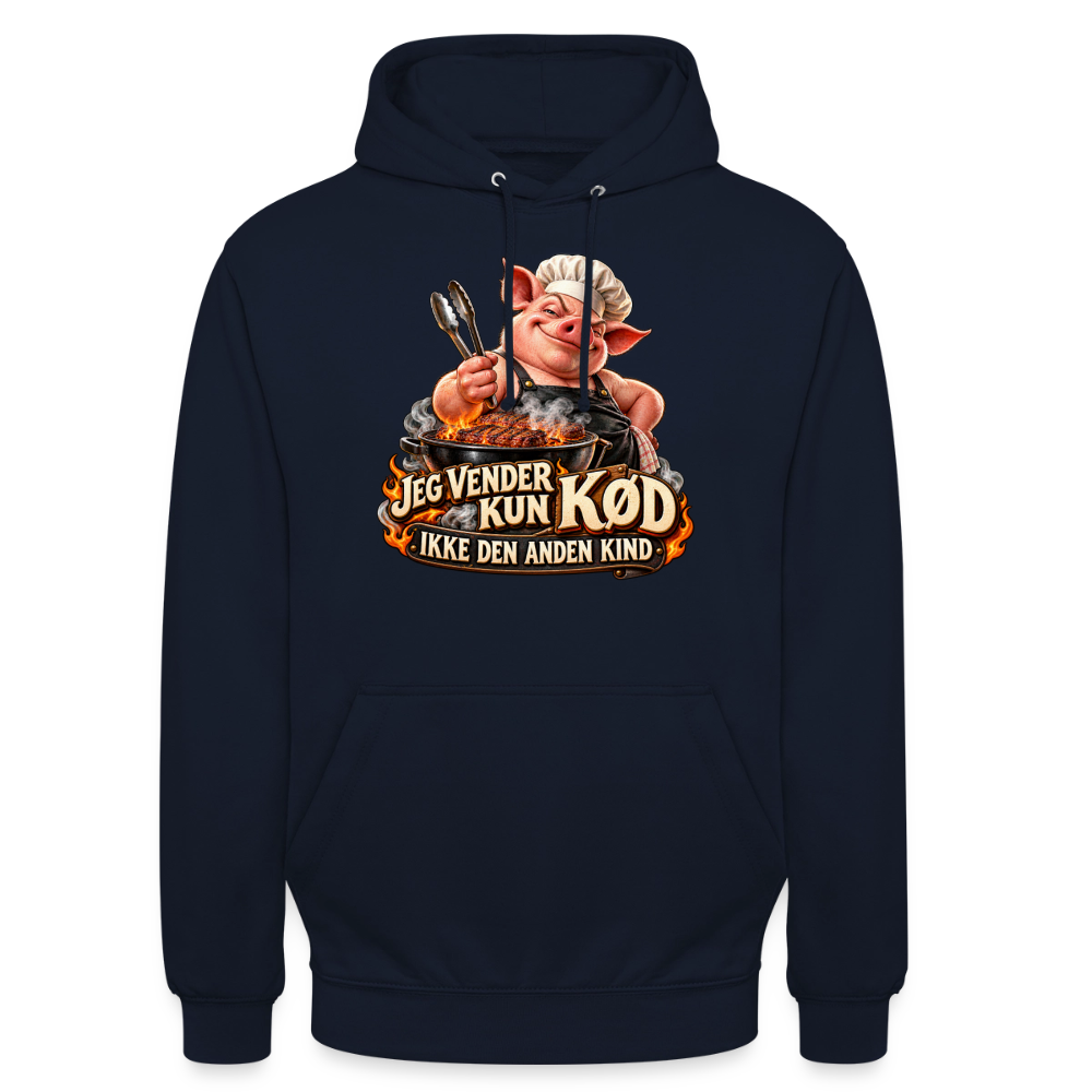 CityShirts - Hoodie - Jeg vender kun kød – Ikke den anden kind - CS044 - marineblå