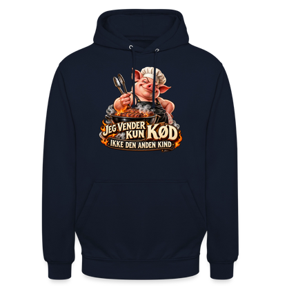 CityShirts - Hoodie - Jeg vender kun kød – Ikke den anden kind - CS044 - marineblå