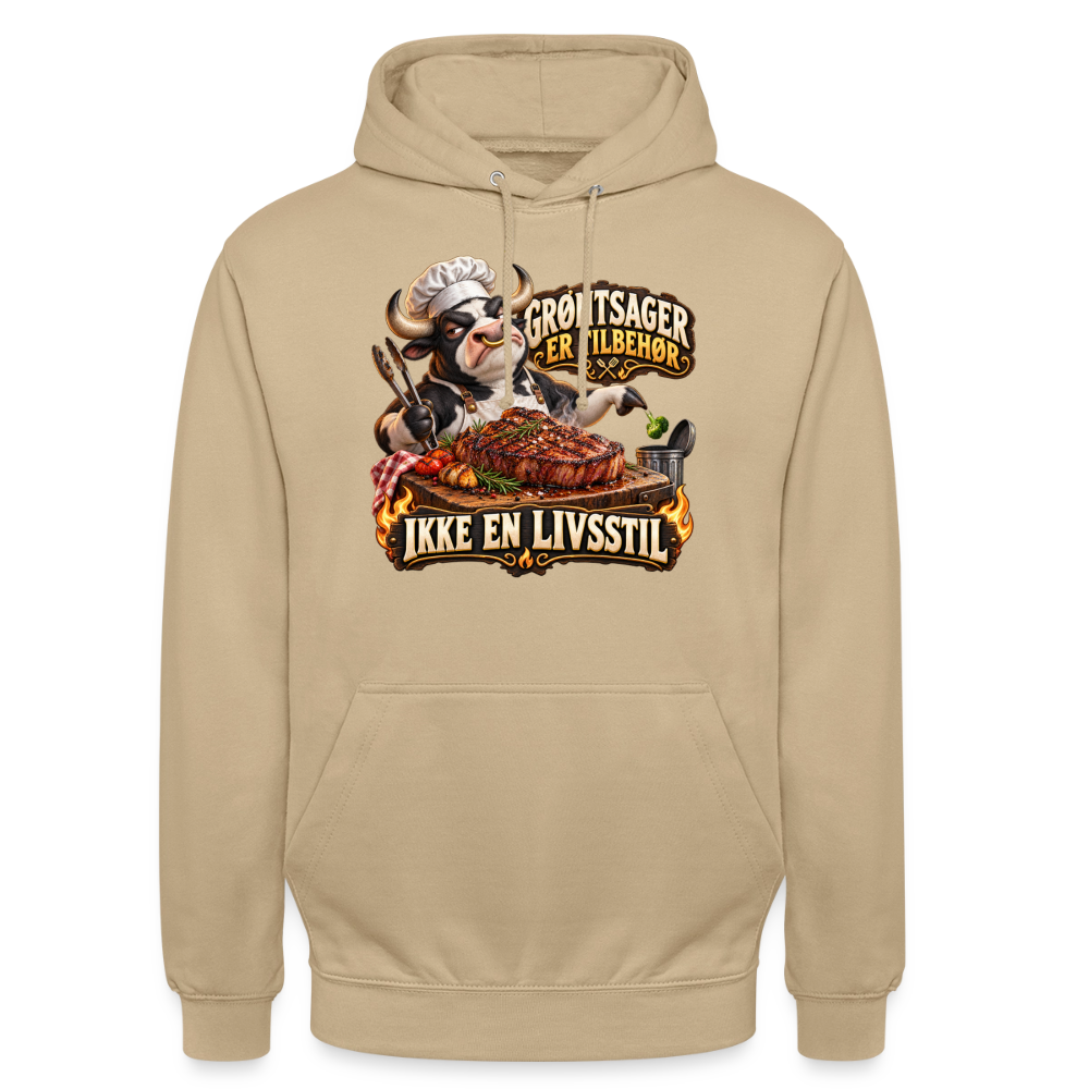 CityShirts - Hoodie - Grøntsager er tilbehør – Ikke en livsstil - CS053 - beige