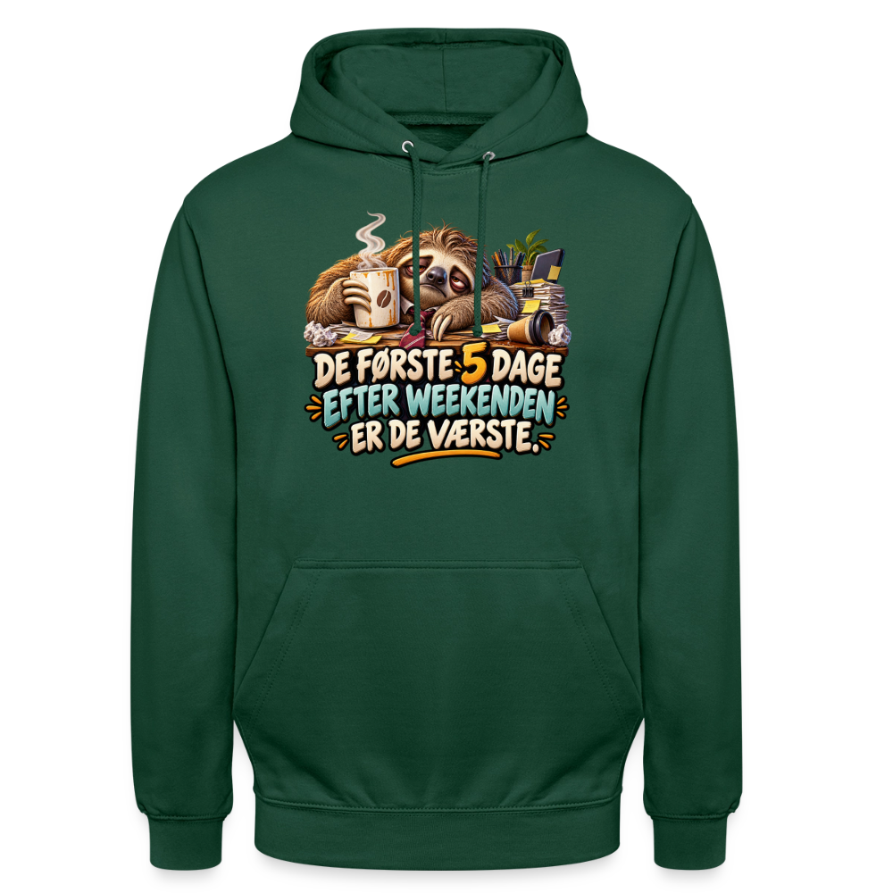 CityShirts - Hoodie - De første 5 dage efter weekenden er de værste - CS023 - flaskegrøn