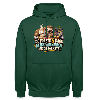 CityShirts - Hoodie - De første 5 dage efter weekenden er de værste - CS023 - flaskegrøn