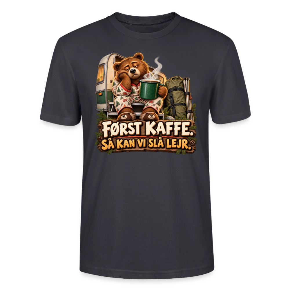 CityShirts - T-shirt - Først kaffe – Så kan vi slå lejr - CS043 - mørk gråblå
