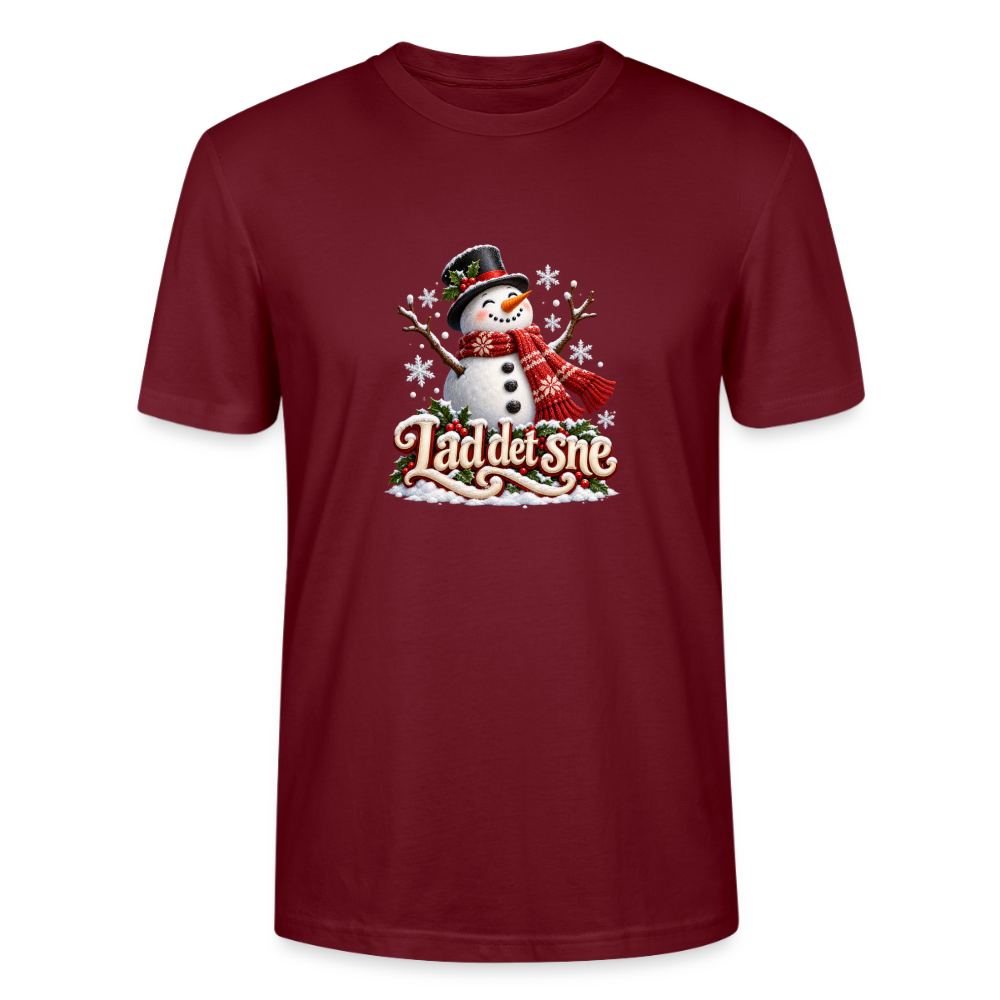 CityShirts - T-shirt - Lad det sne – snemand - CS064 - burgunder-rød