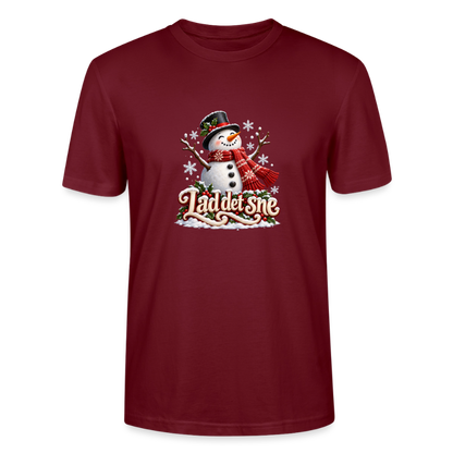 CityShirts - T-shirt - Lad det sne – snemand - CS064 - burgunder-rød
