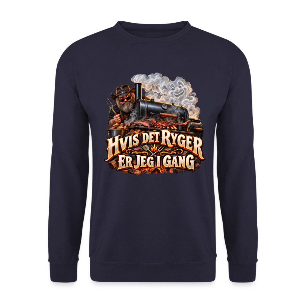 CityShirts - Sweatshirt - Hvis det ryger, er jeg i gang - CS051 - marineblå