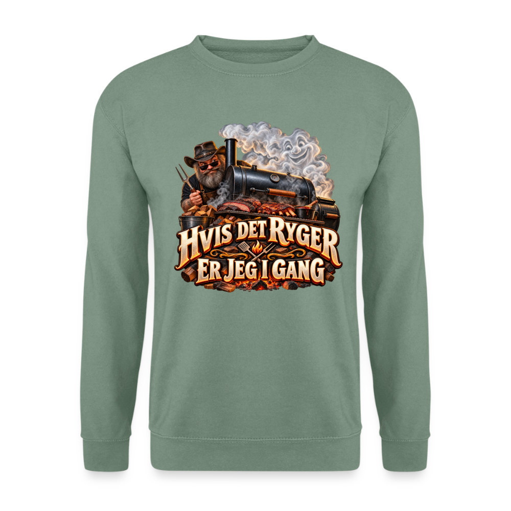 CityShirts - Sweatshirt - Hvis det ryger, er jeg i gang - CS051 - grågrøn