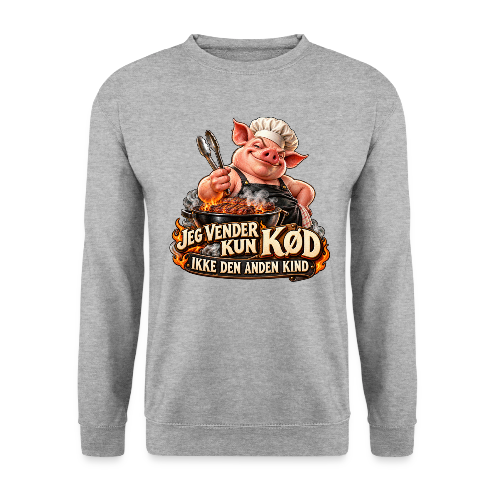 CityShirts - Sweatshirt - Jeg vender kun kød – Ikke den anden kind - CS044 - hvidgrå meleret