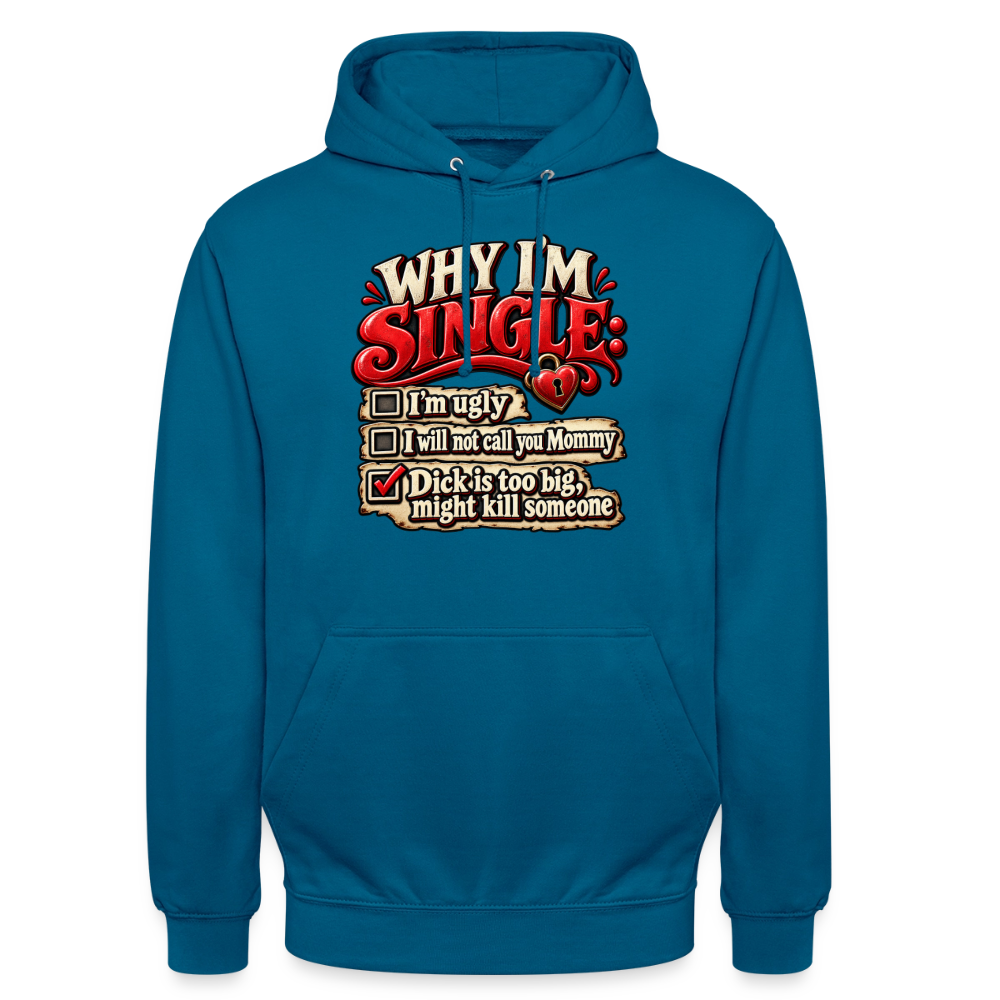 CityShirts - Hoodie - Why I’m Single - CS007 - dybt havblå 