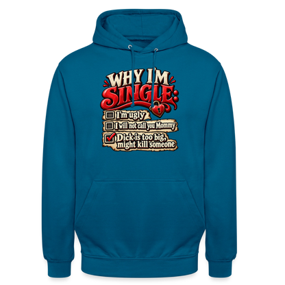 CityShirts - Hoodie - Why I’m Single - CS007 - dybt havblå 