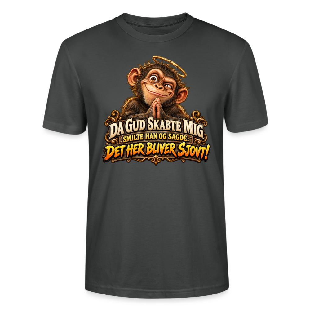 CityShirts - T-shirt - Da Gud skabte mig – Det her bliver sjovt! - CS004 - charcoal
