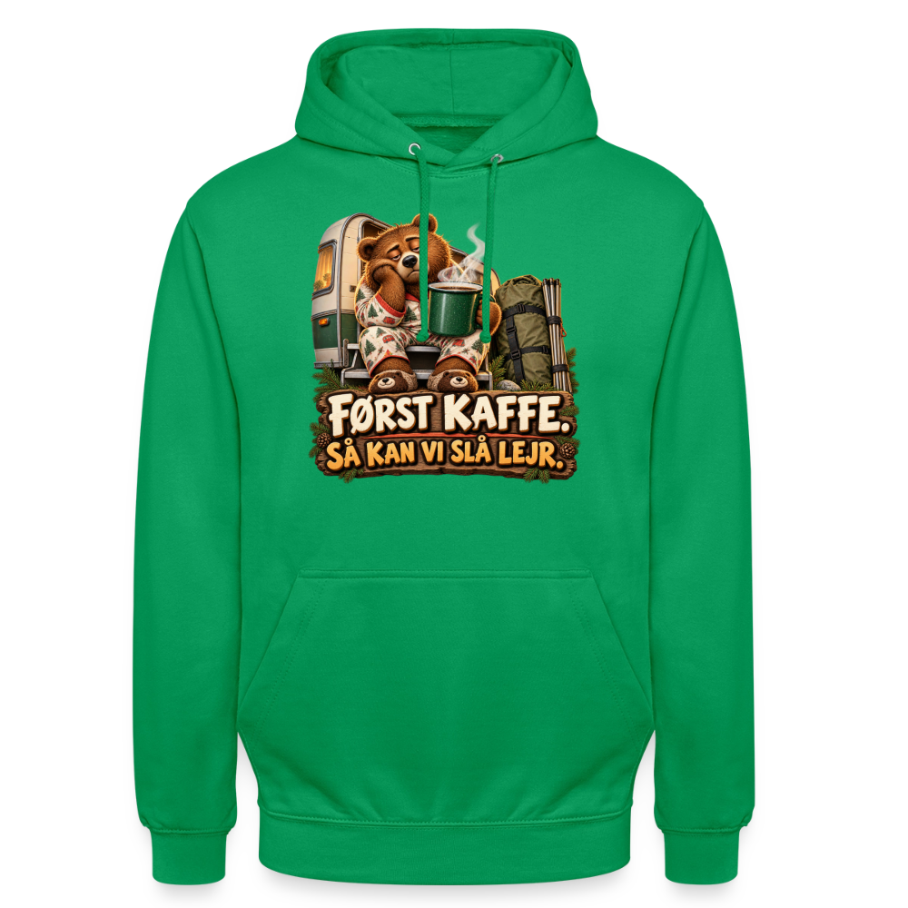 CityShirts - Hoodie - Først kaffe – Så kan vi slå lejr - CS043 - kelly grøn