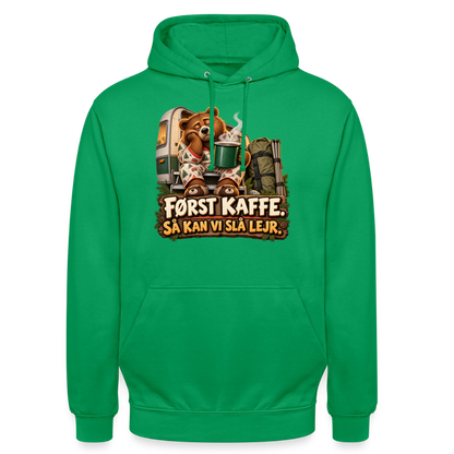 CityShirts - Hoodie - Først kaffe – Så kan vi slå lejr - CS043 - kelly grøn
