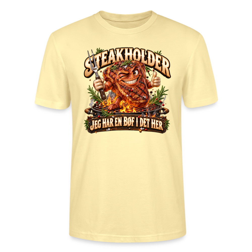 CityShirts - T-shirt - Steakholder – Jeg har en bøf i det her - CS052 - cremefarvet